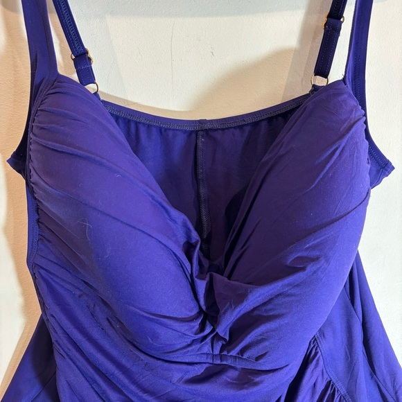 LA BLANCA Sz 22 Island Goddess Ruched Thin Straps Padded One Piece Bathing Suit - Picture 3 of 9